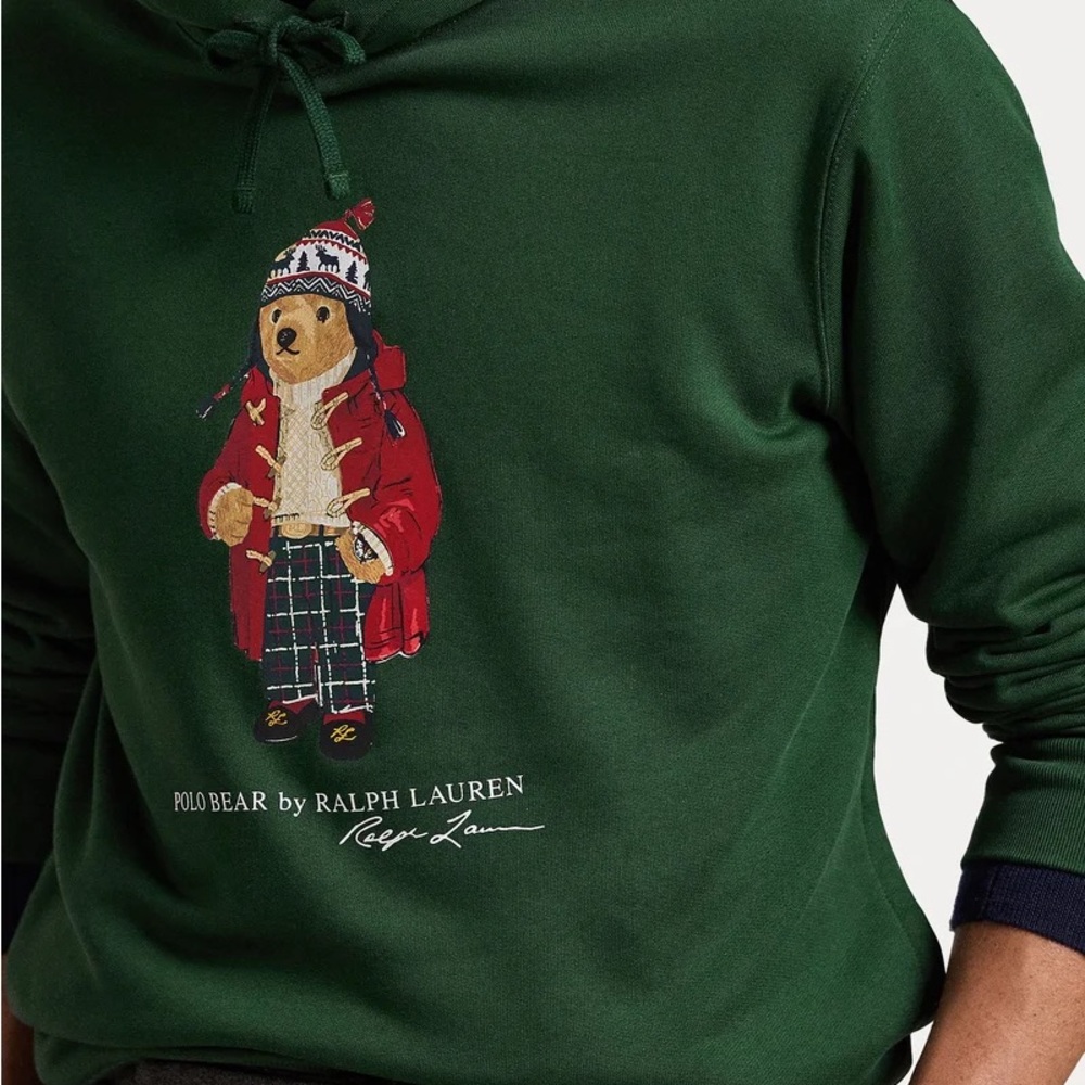 Ralph Lauren Forest Green Hoodie with Bear Motif